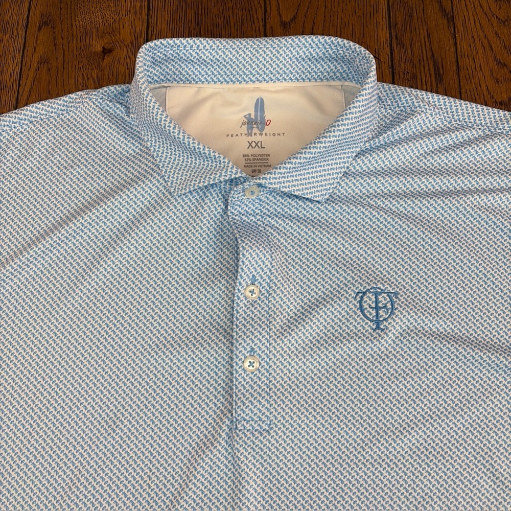 Johnnie-O Shirt Mens 2XL Featherweight Performance Stretch Golf Polo Blue Read